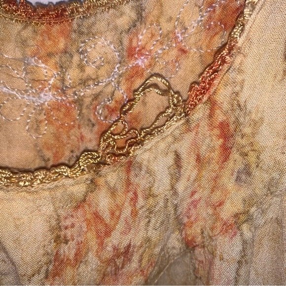 Bohemian Lace Accent Women's Tank Top Orange Tan - Picture 10 of 10